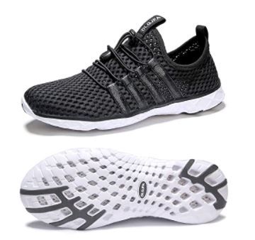 Photo 1 of DLGJPA Men's Lightweight Quick Drying Aqua Water Shoes Athletic Sport Walking Shoes Black and White size 10