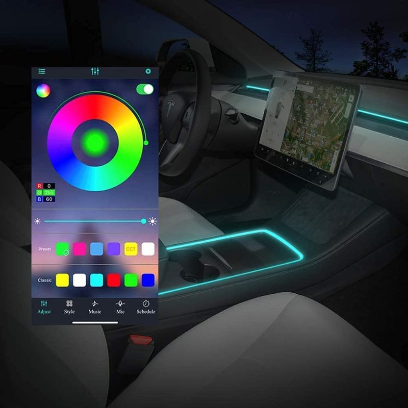 Photo 1 of 2021 Tesla Model Y Model 3 Neon Light Tubes RGB Interior LED Strip Lights with App Controller
