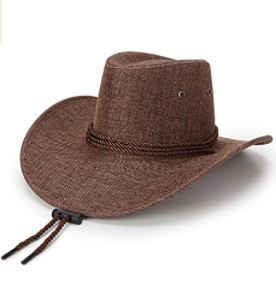 Photo 1 of Cowboy Hats, Outdoor Cowboy Hat, Woven Imitation Linen Summer Sunhat, Western Cowboy Hat for Men Boys
