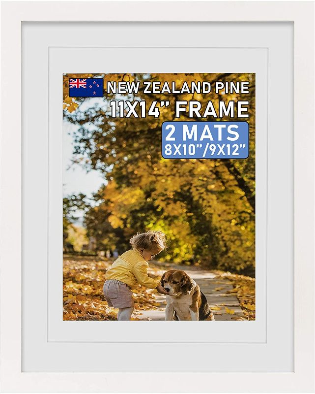 Photo 1 of Beyond Your Thoughts 11"X14" with Matted for 8"X10" or 9"x12" Real Wood + Real Glass (Hang/Stand) White Picture Photo Frame for Wall and Table Top-Mounting Hardware Included(1 Pack)
