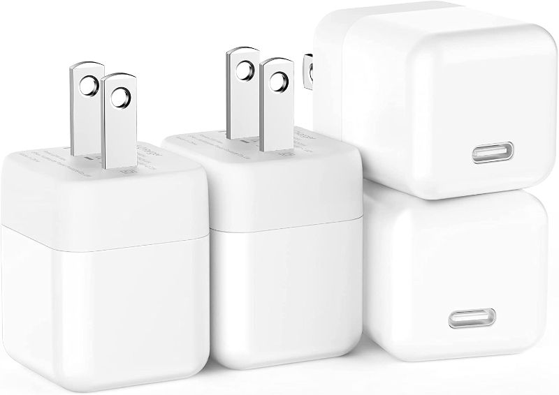 Photo 1 of WLLDANT 4-Pack 20W USB C Charger Block for iPhone 13/13 Mini/ 13 Pro/13 Pro Max 12/12 Mini/ 12 Pro/ 12 Pro Max 11 XS Max X XR 8, Type C Charging Plug Box PD Fast Wall Power Adapter USBC Cube Brick
