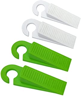 Photo 1 of 4 PCS Door Stop Wedges. Rubber Door stoppers with Hooks are Easy to Store. The Design of Door Stops is Simple and Modern.They are Suitable for All Floors. (Green,White)