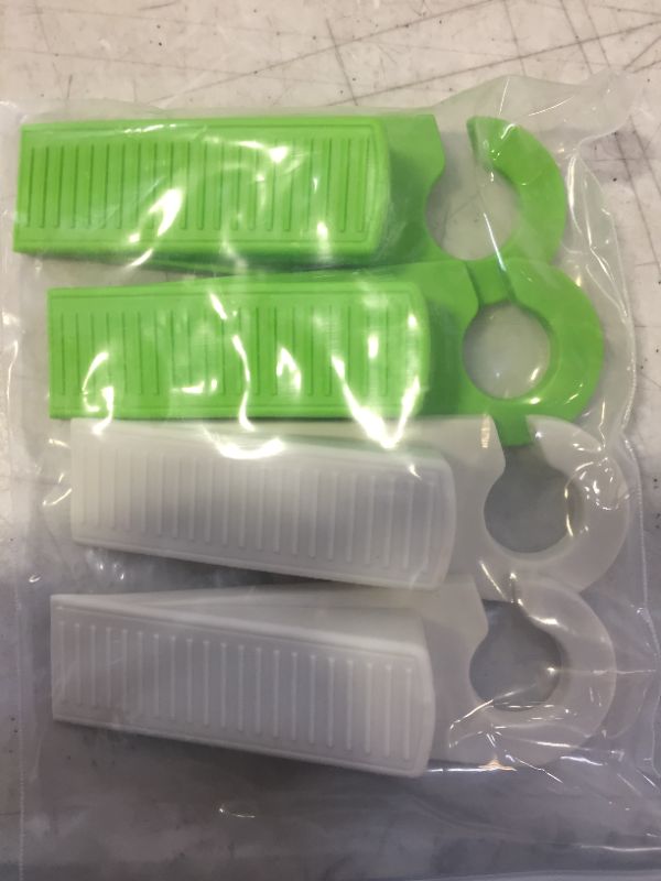 Photo 2 of 4 PCS Door Stop Wedges. Rubber Door stoppers with Hooks are Easy to Store. The Design of Door Stops is Simple and Modern.They are Suitable for All Floors. (Green,White)