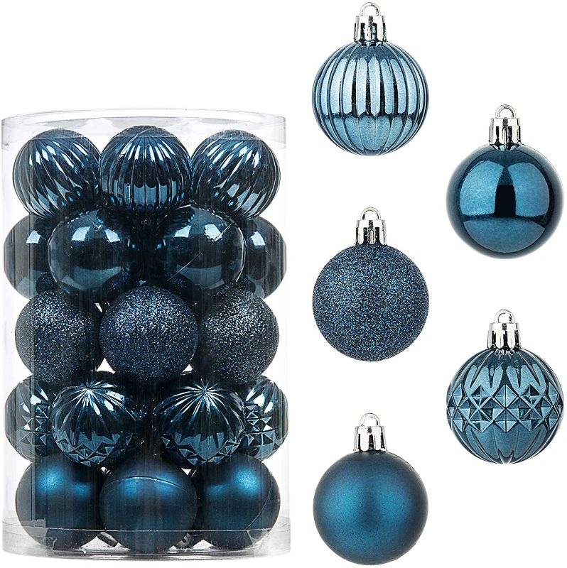 Photo 1 of 34Ct Christmas Ball Ornaments for Xmas Tree Shatterproof Christmas Decorations Hanging Ball Small for Holiday Party Decoration Tree Ornaments (Navy Blue, 1.6In)
