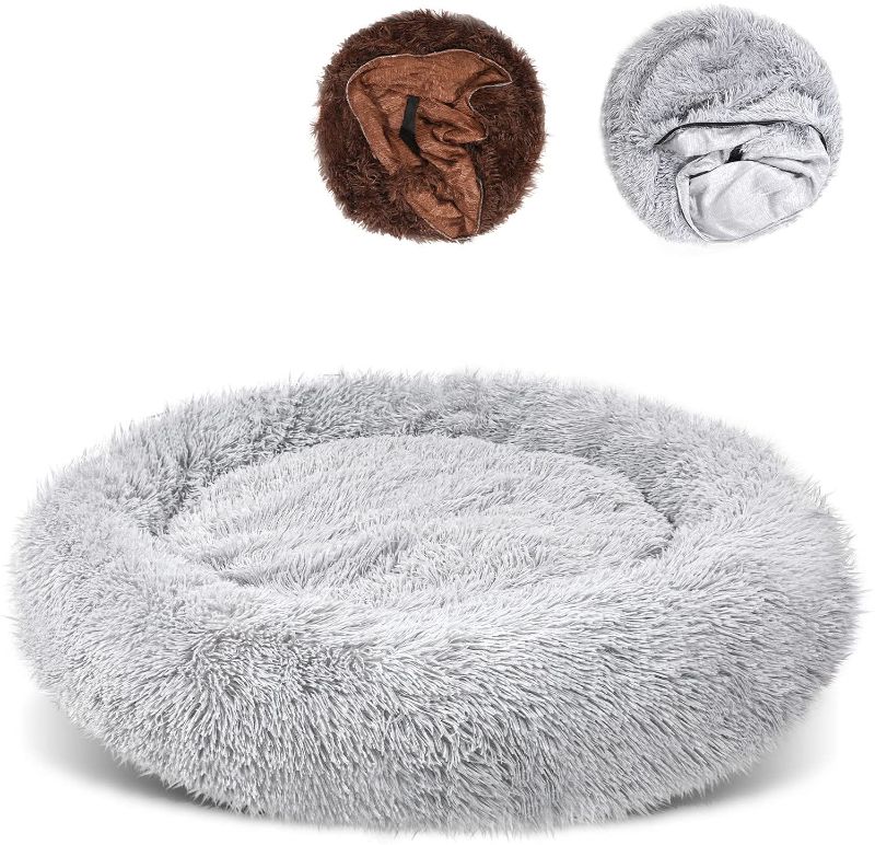 Photo 1 of DELOMO pet bed, extra-large plush dog bed, self-warming pet cushion, pet bed, raised pet bed suitable for dogs and cats, washable pet bed, with 2 sets for cleaning, size L, 36 × 36 inches
