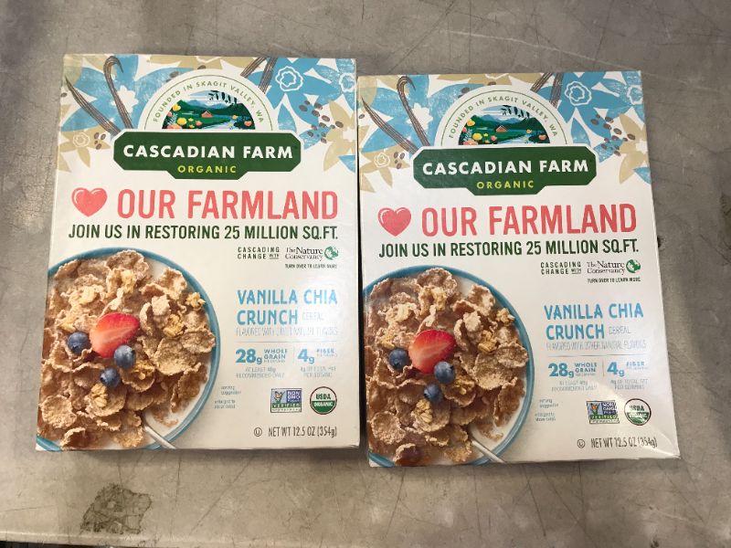 Photo 2 of Cascadian Farm Organic Vanilla Chia Crunch, Whole Grain Oats, 12.5 oz 2 BOXES EXP12/2021