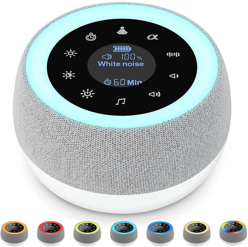 Photo 1 of [2 in 1] White Noise Sleep Machine with 7 Colors Night Light, 32 Soothing Sounds, USB Rechargeable & Headphone Jack
