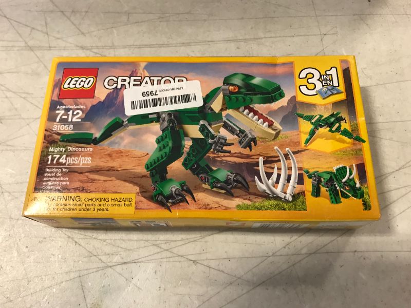 Photo 2 of LEGO Creator Mighty Dinosaurs Build It Yourself Dinosaur Set, Pterodactyl, Triceratops, T Rex Toy 31058