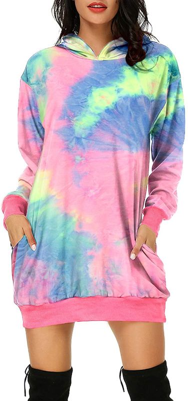 Photo 1 of AUXO WOMENS HOODED TIE DYE DRESS MULTICOLOR 
SIZE LARGE