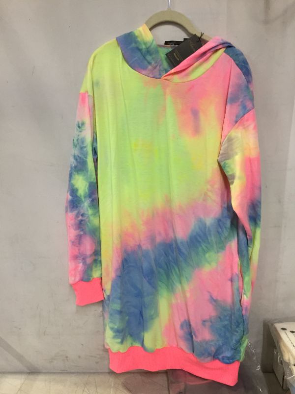 Photo 2 of AUXO WOMENS HOODED TIE DYE DRESS MULTICOLOR 
SIZE LARGE