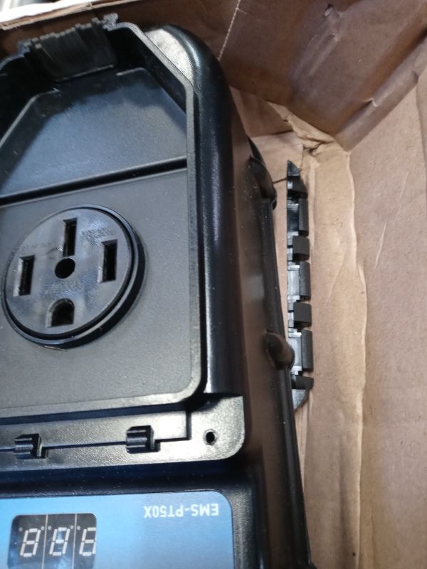 Photo 2 of Progressive Industries EMS-PT50X Portable EMS Surge Protector 
side is split open 