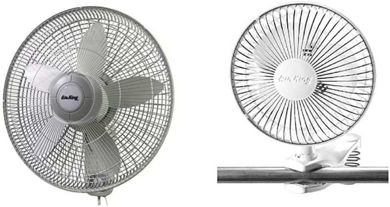 Photo 1 of Air King 9018 Commercial Grade Oscillating Wall Mount Fan, 18-Inch & Clip Fan, White
