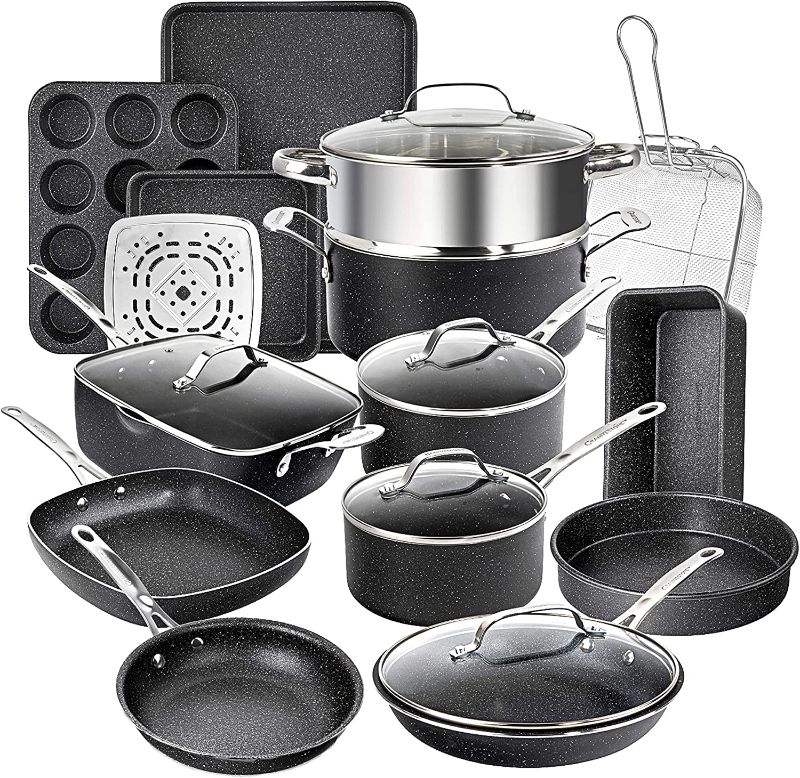 Photo 1 of Granitestone 20 Pcs Pots and Pans Set, Complete Cookware Bakeware Set with Ultra Nonstick Durable Mineral & Diamond Surface, Stainless Stay Cool Handles Oven & Dishwasher Safe, 100% PFOA Free
