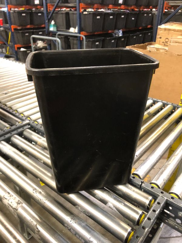 Photo 1 of 18 INCH TALL BLACK PLASTIC TRASH BIN