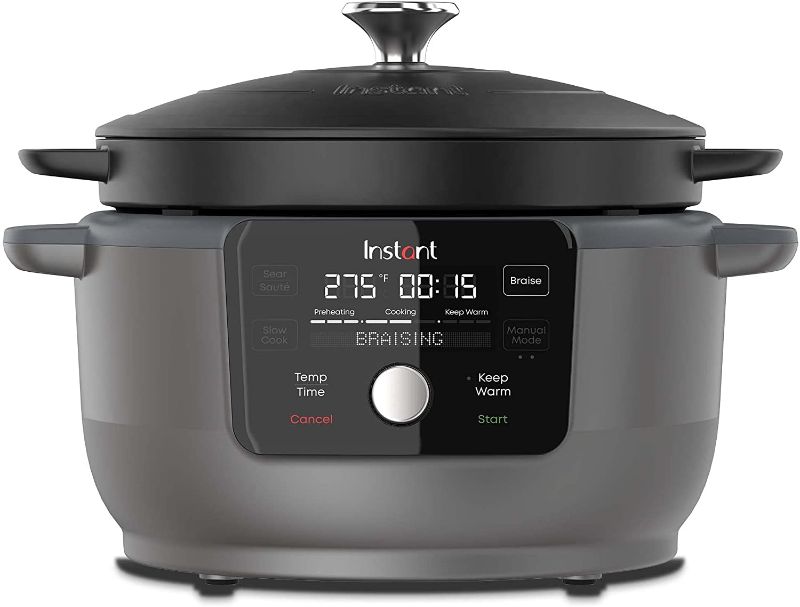 Photo 1 of Instant Precision Dutch Oven, 5-in-1: Braise, Slow Cook, Sear/Sauté, Cooking Pan, Food Warmer, 6-Quart, Cast Iron, Matte Black
