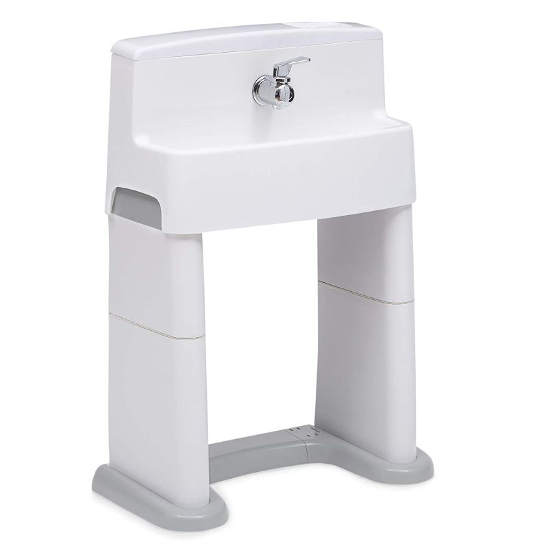 Photo 1 of Delta Children PerfectSize 3-in-1 Convertible Sink, Step Stool and Bath Toy for Toddlers/Kids - Perfect for Potty Training, White/Grey
