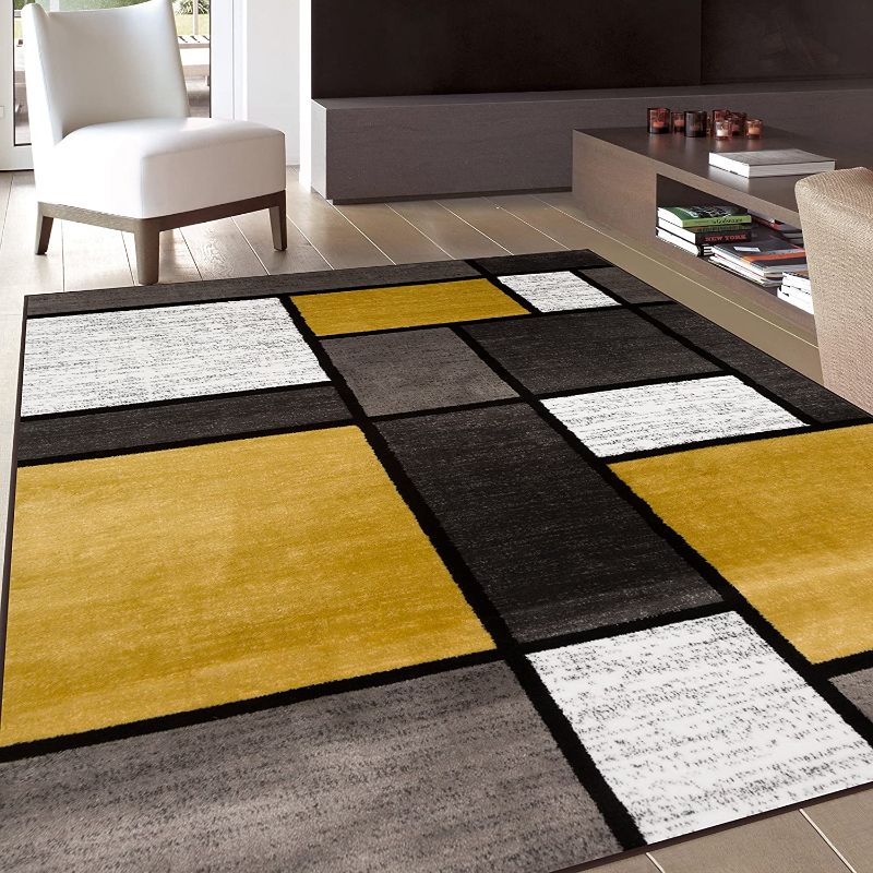 Photo 1 of Contemporary Modern Boxes Area Rug 5' 3" X 7' 3" Yellow
