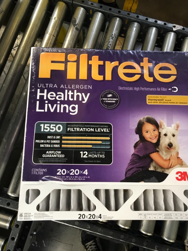 Photo 2 of 3M Filtrete 1550 Allergen Reduction Filter, 20" x 20" x 4"