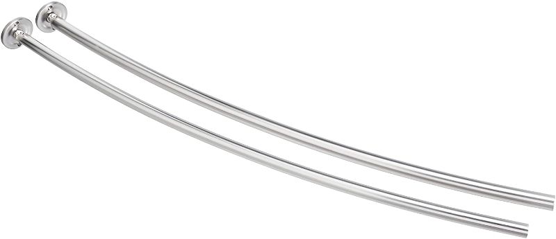 Photo 1 of Amazon Basics Extendable Curved Shower Rod - 48" to 72", Nickel
