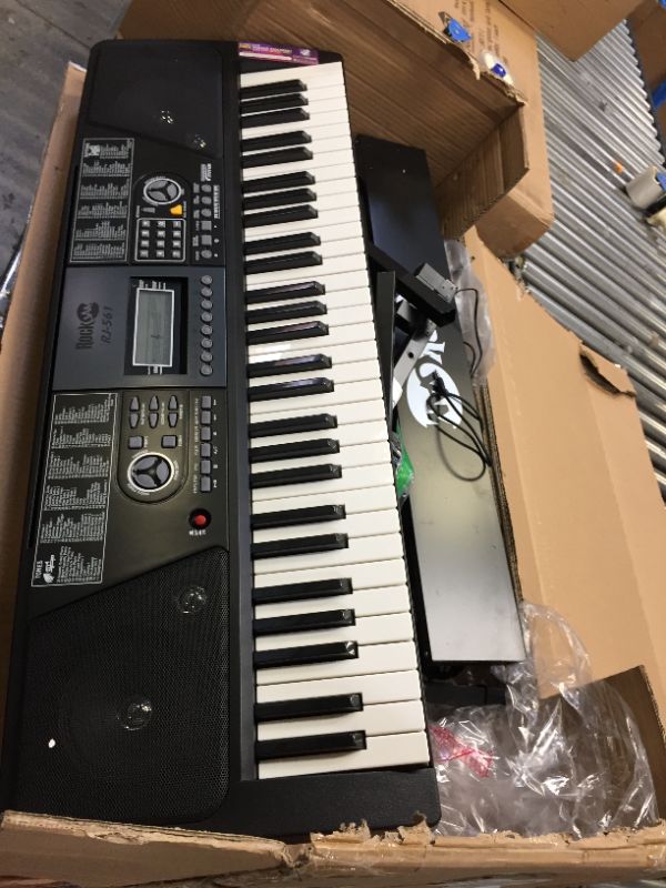 Photo 2 of RockJam 61 Key Keyboard Piano With LCD Display Kit, Keyboard Stand, Piano Bench, Headphones, Simply Piano App & Keynote Stickers
