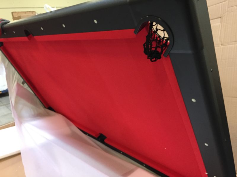 Photo 1 of GoSports 6ft or 7ft Billiards Table - Portable Pool Table - Includes Full Set of Balls, 2 Cue Sticks, Chalk, and Felt Brush; red. 7ft