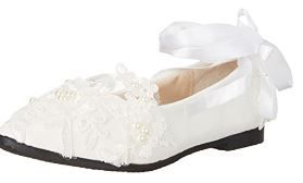 Photo 1 of Dress First Women’s Strap Wedding Flat Bridal Closed Toe Shoes Low Heel Flats with Pearl
sz 40 