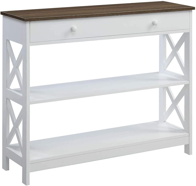 Photo 1 of Convenience Concepts Oxford 1 Drawer Console Table, Driftwood / White
