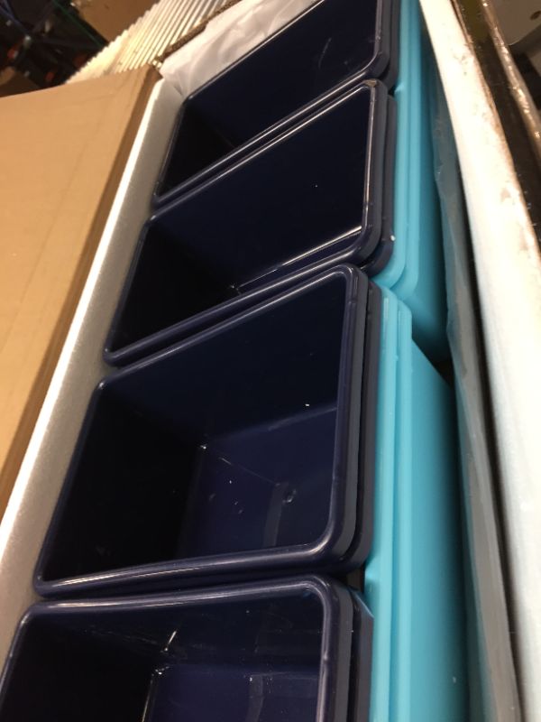 Photo 1 of Delta Children Kids Toy Storage Organizer with 12 Plastic Bins, Grey/Blue