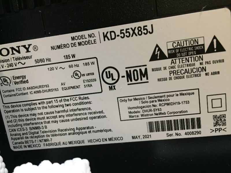 Photo 1 of SELLING FOR PARTS Sony X85J 55 Inch TV: 4K Ultra HD LED Smart Google TV with Native 120HZ Refresh Rate, Dolby Vision HDR and Alexa Compatibility KD55X85J- 2021 Model,Black
