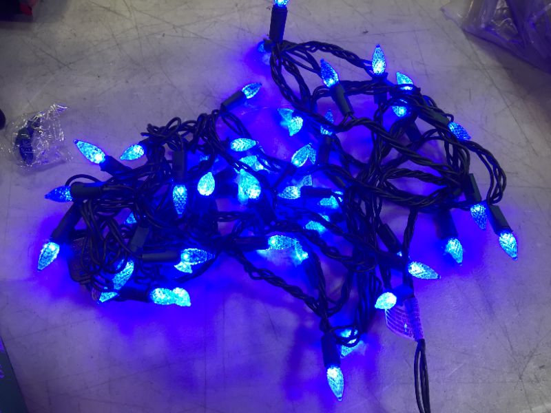 Photo 2 of 16.33 ft. 50-Light Blue LED Faceted C3 Super Bright Steady Lit Light String
