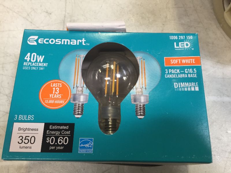 Photo 2 of 40-Watt Equivalent G16.5 ENERGY STAR and CEC Title 20 Dimmable Filament LED Light Bulb Soft White (3-Pack)