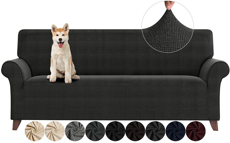 Photo 1 of ZNSAYOTX Couch Covers for 3 Cushion Couch High Stretchy Spandex Pet Friendly Sofa Slipcover 1 Piece Non Slip Couch Covers Large Furniture Protector (Dark Grey, Sofa)
