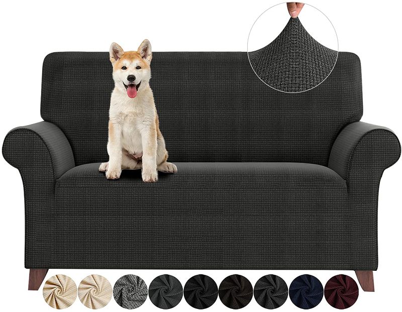 Photo 1 of ZNSAYOTX Loveseat Covers High Stretchy Spandex Pet Friendly Sofa Slipcover 1 Piece Non Slip Couch Furniture Protection Covers (Dark Grey, Loveseat)
