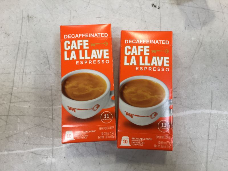 Photo 1 of Café La Llave Decaf Espresso Capsules, Intensity 11 (20 Count) Compatible with Nespresso OriginalLine Machines