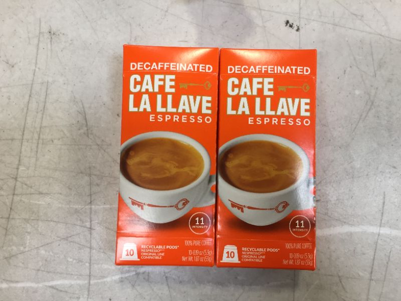 Photo 1 of Café La Llave Decaf Espresso Capsules, Intensity 11 (20 Count) Compatible with Nespresso OriginalLine Machines