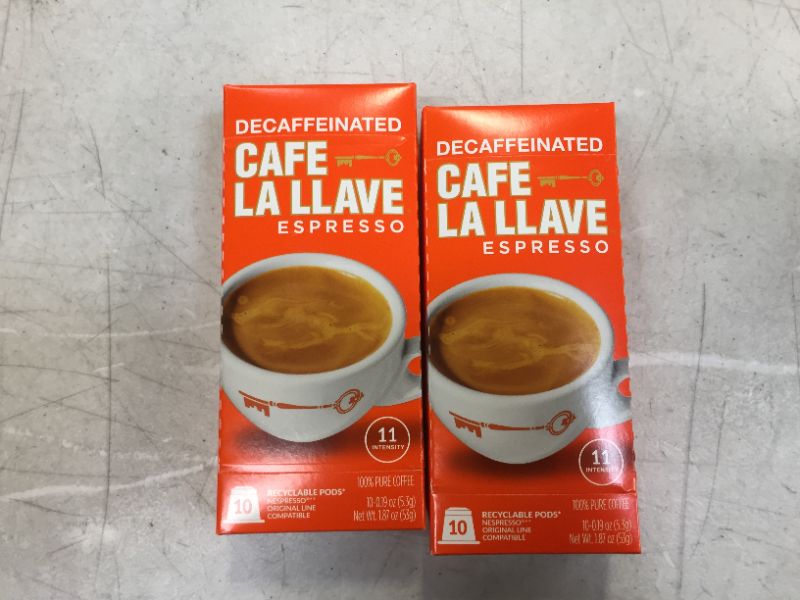 Photo 1 of Café La Llave Decaf Espresso Capsules, Intensity 11 (20 Count) Compatible with Nespresso OriginalLine Machines