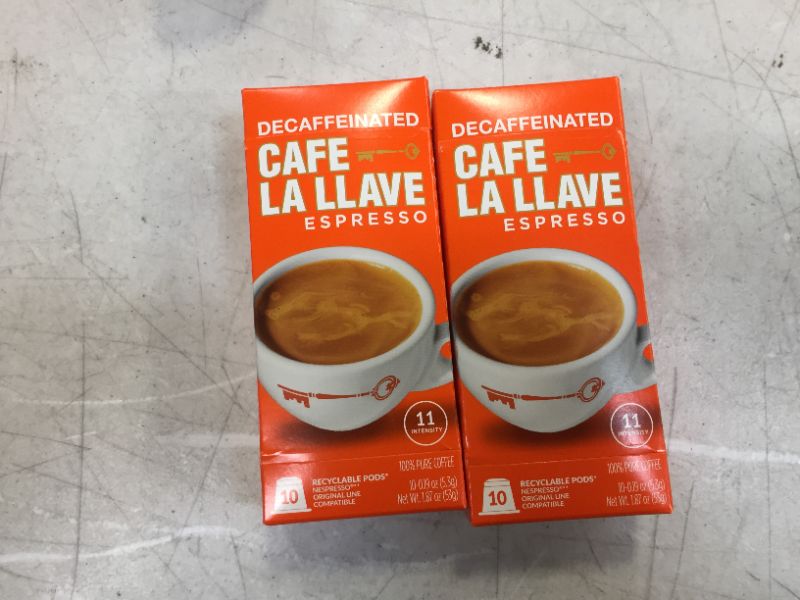 Photo 1 of Café La Llave Decaf Espresso Capsules, Intensity 11 (20 Count) Compatible with Nespresso OriginalLine Machines