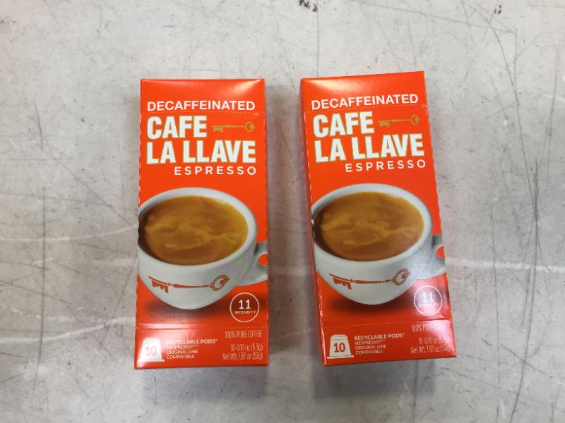 Photo 1 of Café La Llave Decaf Espresso Capsules, Intensity 11 (20 Count) Compatible with Nespresso OriginalLine Machines
