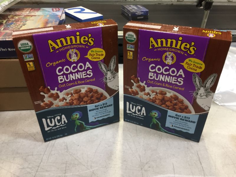 Photo 2 of Annie's Organic Cereal, Cocoa Bunnies, Oat, Corn, Rice Cereal, 10 oz 2 Pack