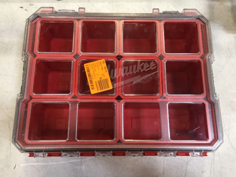 Photo 1 of 10-Compartment Red Deep Pro Portable Tool Box with Storage and Organization Bins for Small Parts
