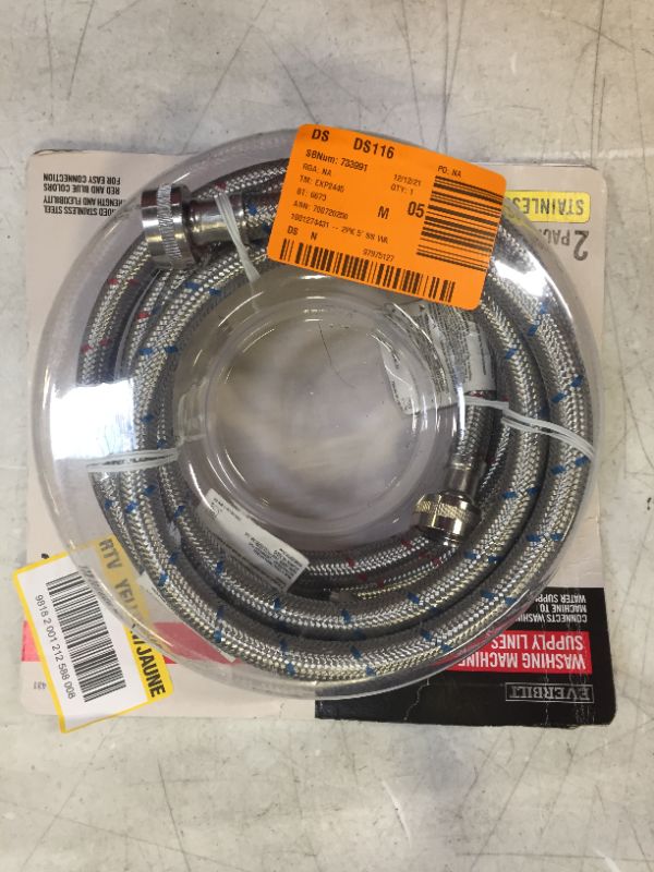 Photo 2 of Everbilt Â 3/4 in. FIP x 3/4 in. FIP x 60 in. Stainless Steel Washing Machine Hose Set