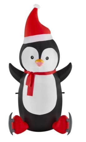 Photo 1 of 6.5 ft Pre-Lit LED Airblown Penguin with Skates Christmas Inflatable
