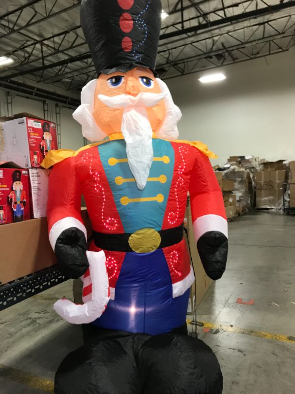 Photo 2 of 12 ft. Pre-Lit LED Giant-Sized Lightshow Airblown Nutcracker Christmas Inflatable
