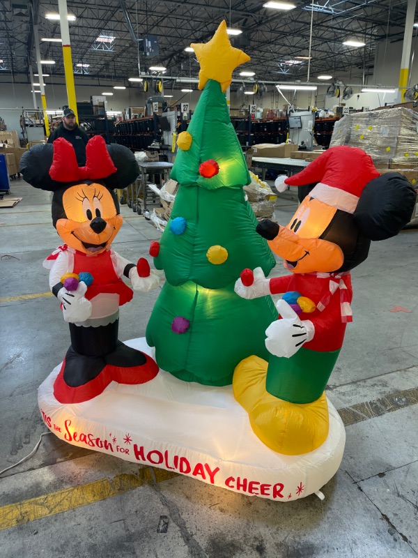 Photo 2 of Holiday 6 ft Pre-Lit LED Airblown Mickey And Minnie Scene Christmas Inflatable
