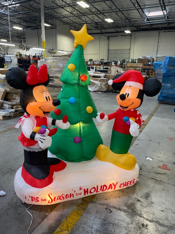 Photo 1 of Holiday 6 ft Pre-Lit LED Airblown Mickey And Minnie Scene Christmas Inflatable
