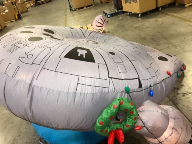 Photo 1 of 9 ft Pre-Lit LED Star Wars Airblown Millennium Falcon with Light Strings Christmas Inflatable
