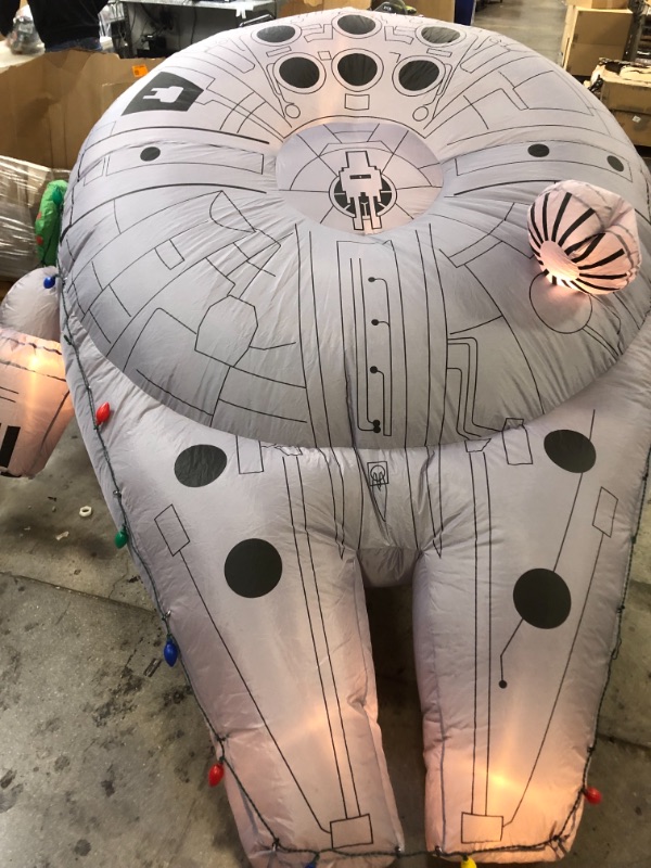 Photo 1 of 9 ft Pre-Lit LED Star Wars Airblown Millennium Falcon with Light Strings Christmas Inflatable

