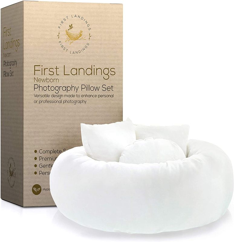 Photo 1 of First Landings Newborn Photography Props | Photo Donut Prop and 3 Posing Pillows | Baby Photography Props for Boy or Girl | Baby Photoshoot Props | Baby Photo Props | Christmas Photography Props
