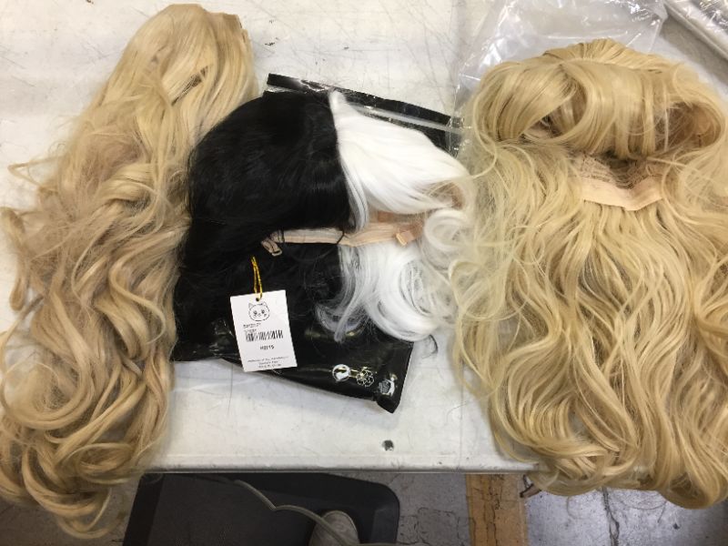 Photo 1 of 3 PACK WIGS 2 BLONDE 1 BLACK AND WHITE 