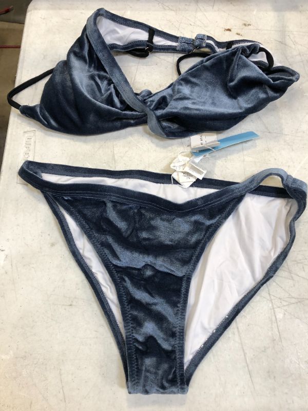 Photo 1 of CUPSHE Silvery gray velvet bikini-MEDIUM
